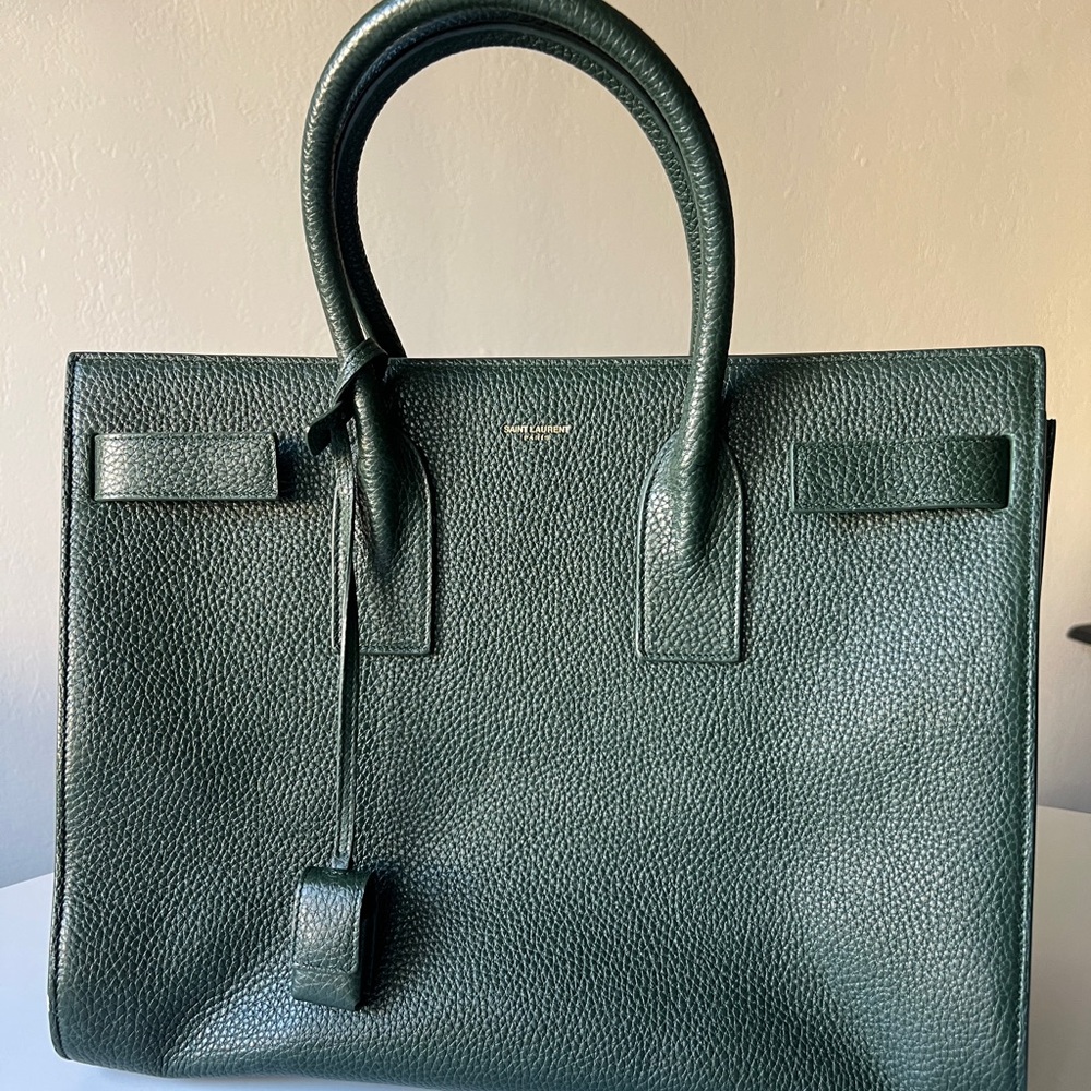 Saint Laurent Sac de Jour Forest Green Tote Bag